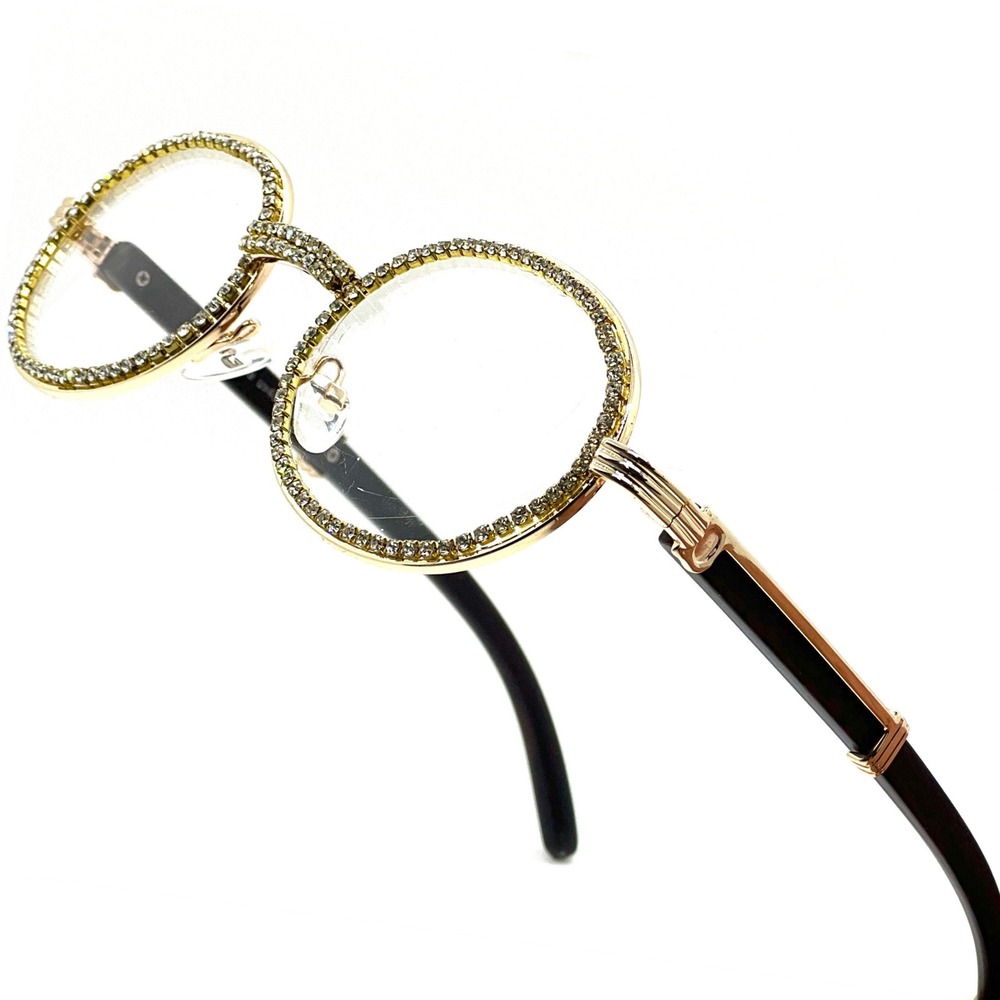 Rhinestone Round Glasses Hip Hop Designer Frames Fashion Eyeglasses Men Gnagster